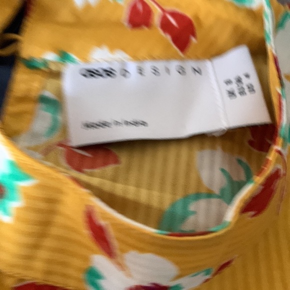 ASOS DESIGN frill neck midi tea dress in yellow floral print open back size‎ 4 - Picture 5 of 15